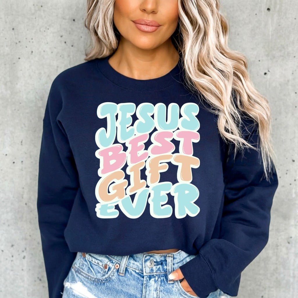 Jesus Best Gift Ever | Retro Christian Praise Sweatshirt - Luckets.com