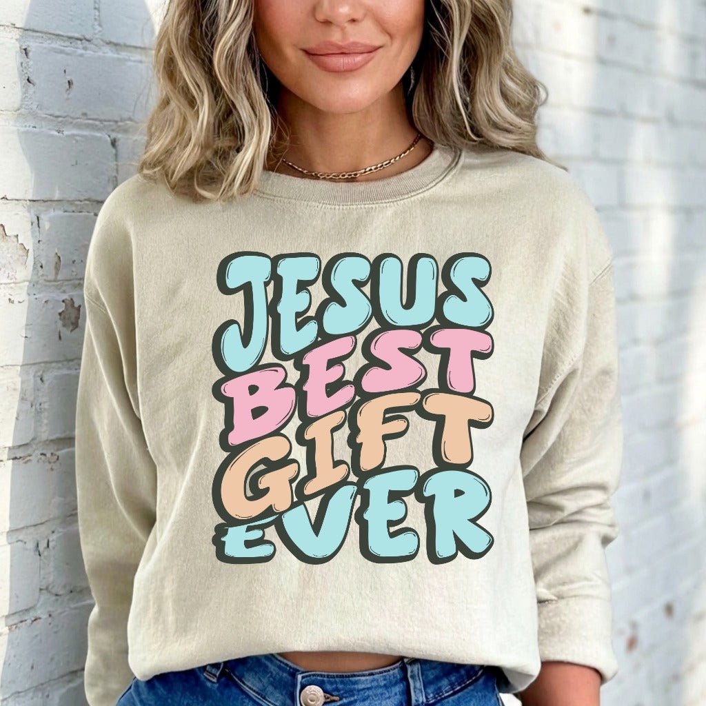 Jesus Best Gift Ever | Retro Christian Praise Sweatshirt - Luckets.com