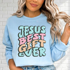 Jesus Best Gift Ever | Retro Christian Praise Sweatshirt - Luckets.com