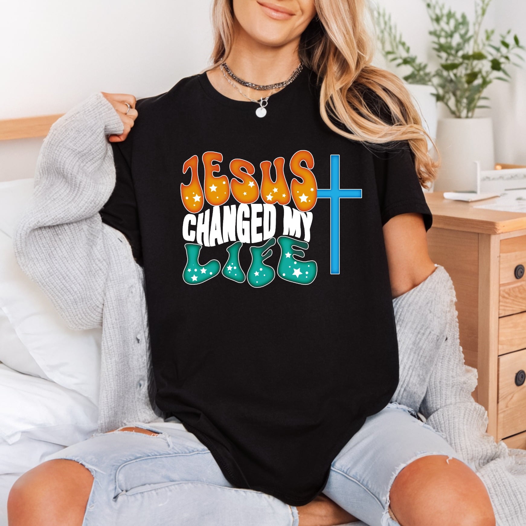Jesus Changed Life Christian Christian Faith Ready to Press DTF Transfer for Dtf