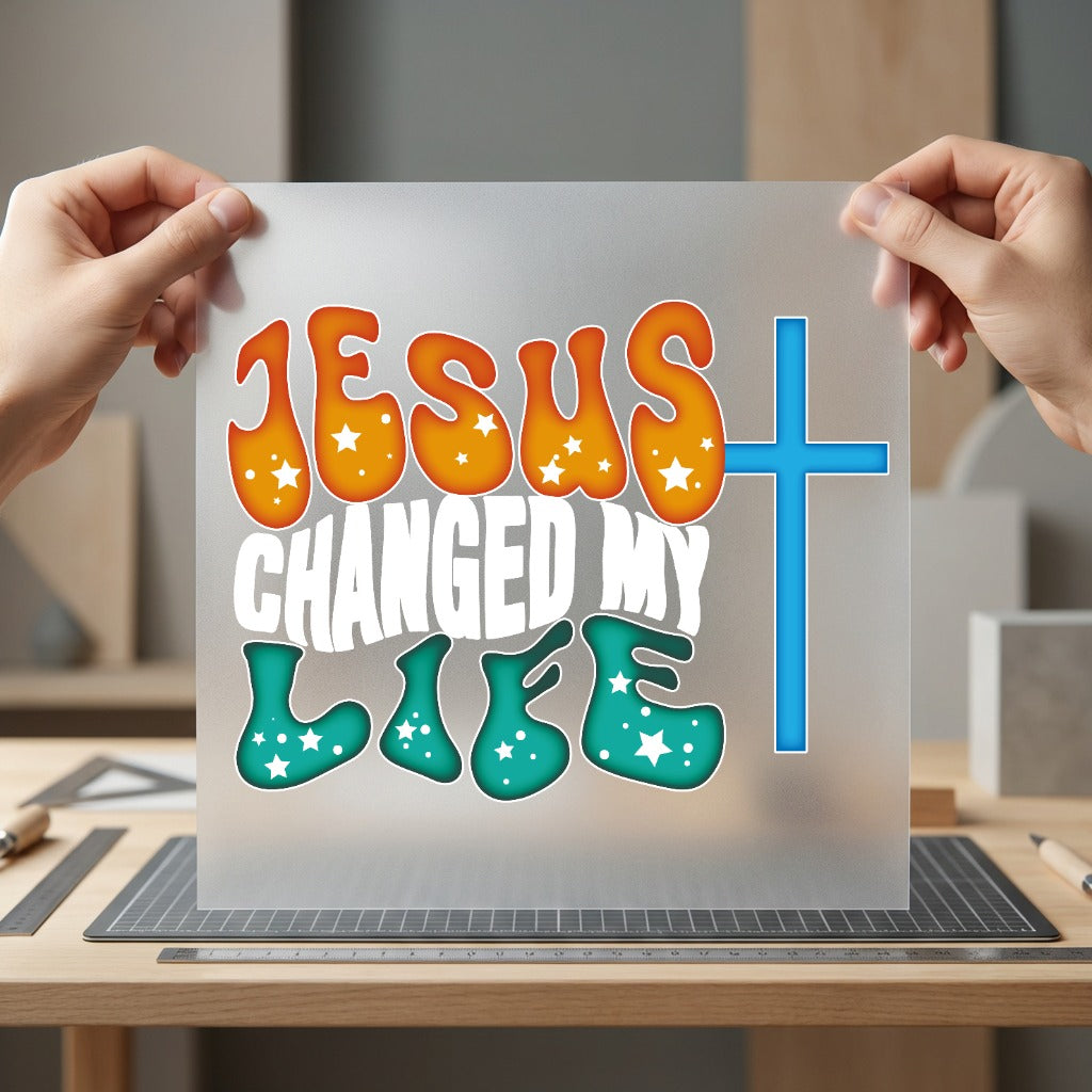 Jesus Changed Life Christian Christian Faith Ready to Press DTF Transfer for Dtf