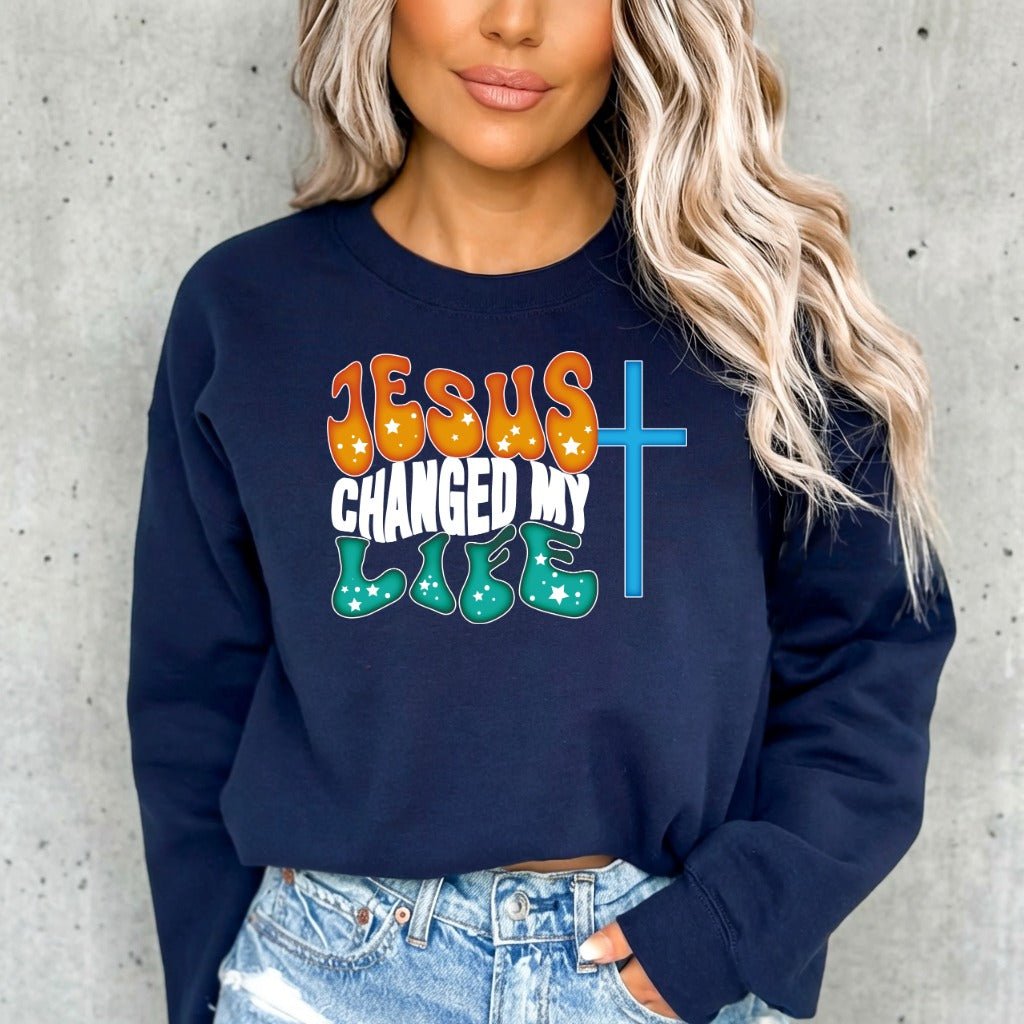Jesus Changed My Life | Retro Faith Sweatshirt - Luckets.com
