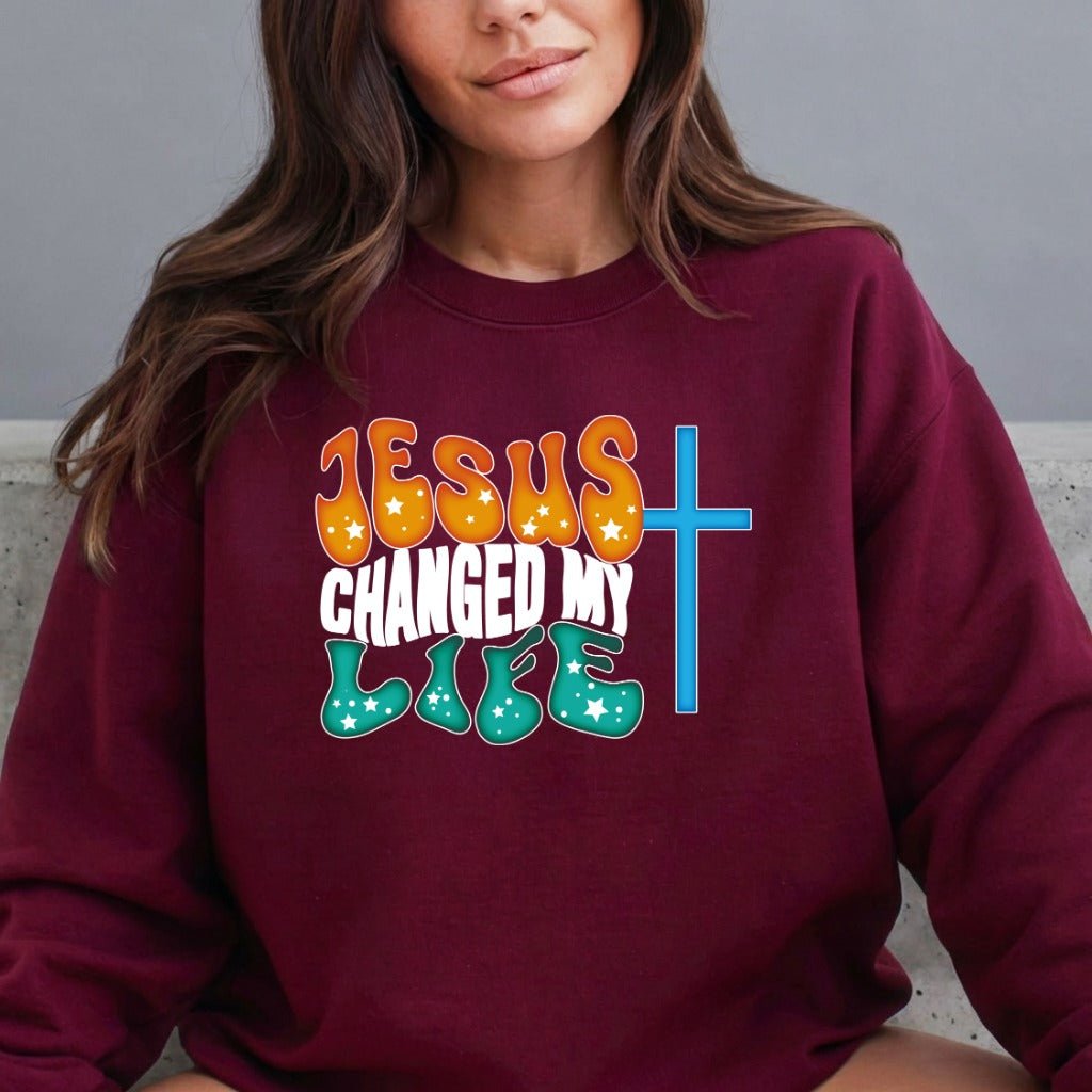 Jesus Changed My Life | Retro Faith Sweatshirt - Luckets.com