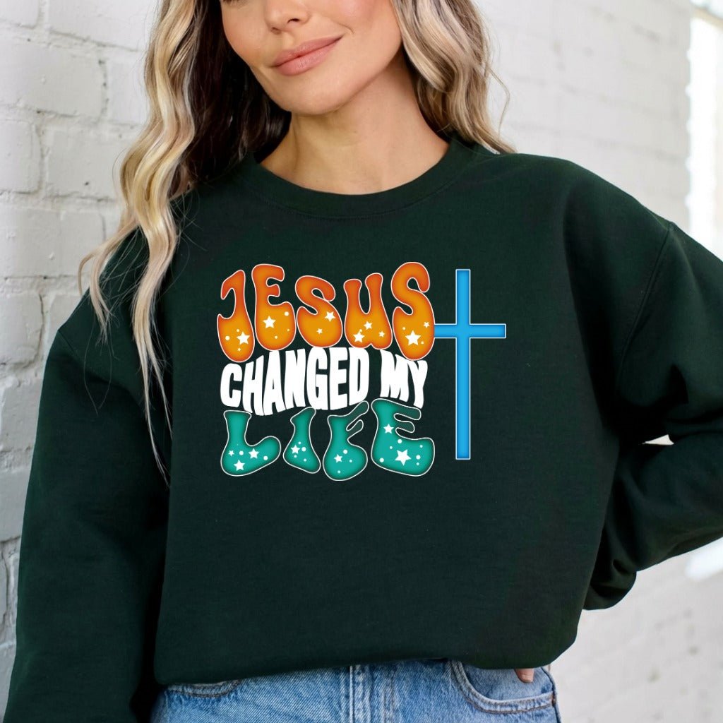 Jesus Changed My Life | Retro Faith Sweatshirt - Luckets.com