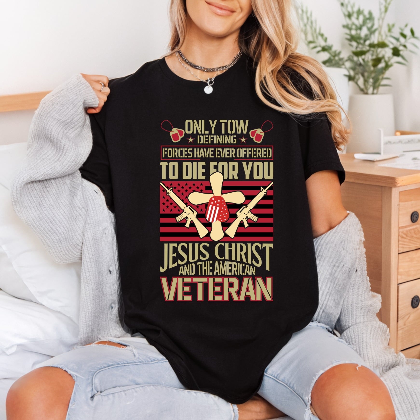 Jesus Christ American Veteran Christian Faith Ready to Press DTF Transfer for Dtf