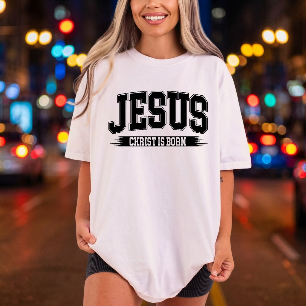 Jesus Christ Born Collegiate Christian Faith Ready to Press DTF Transfer for Dtf