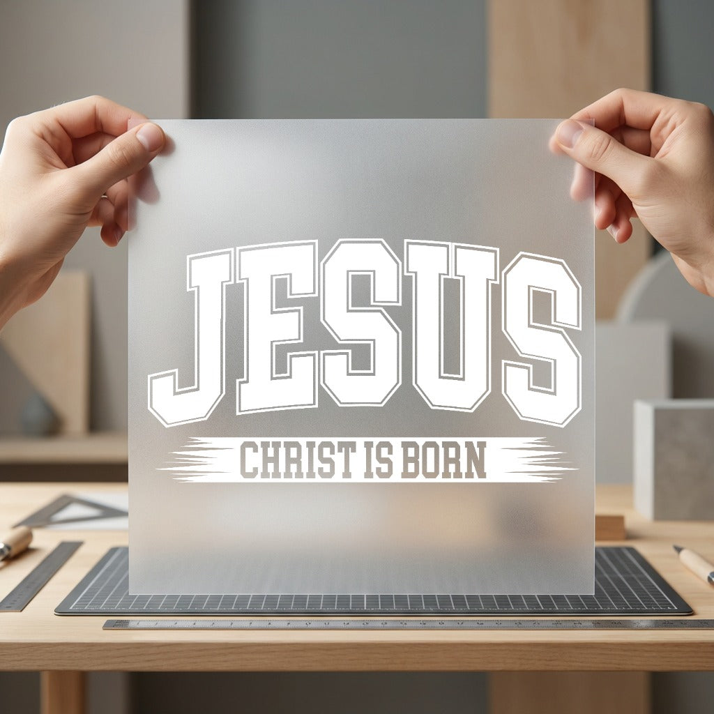 Jesus Christ Born Collegiate Christian Faith Ready to Press DTF Transfer for Dtf