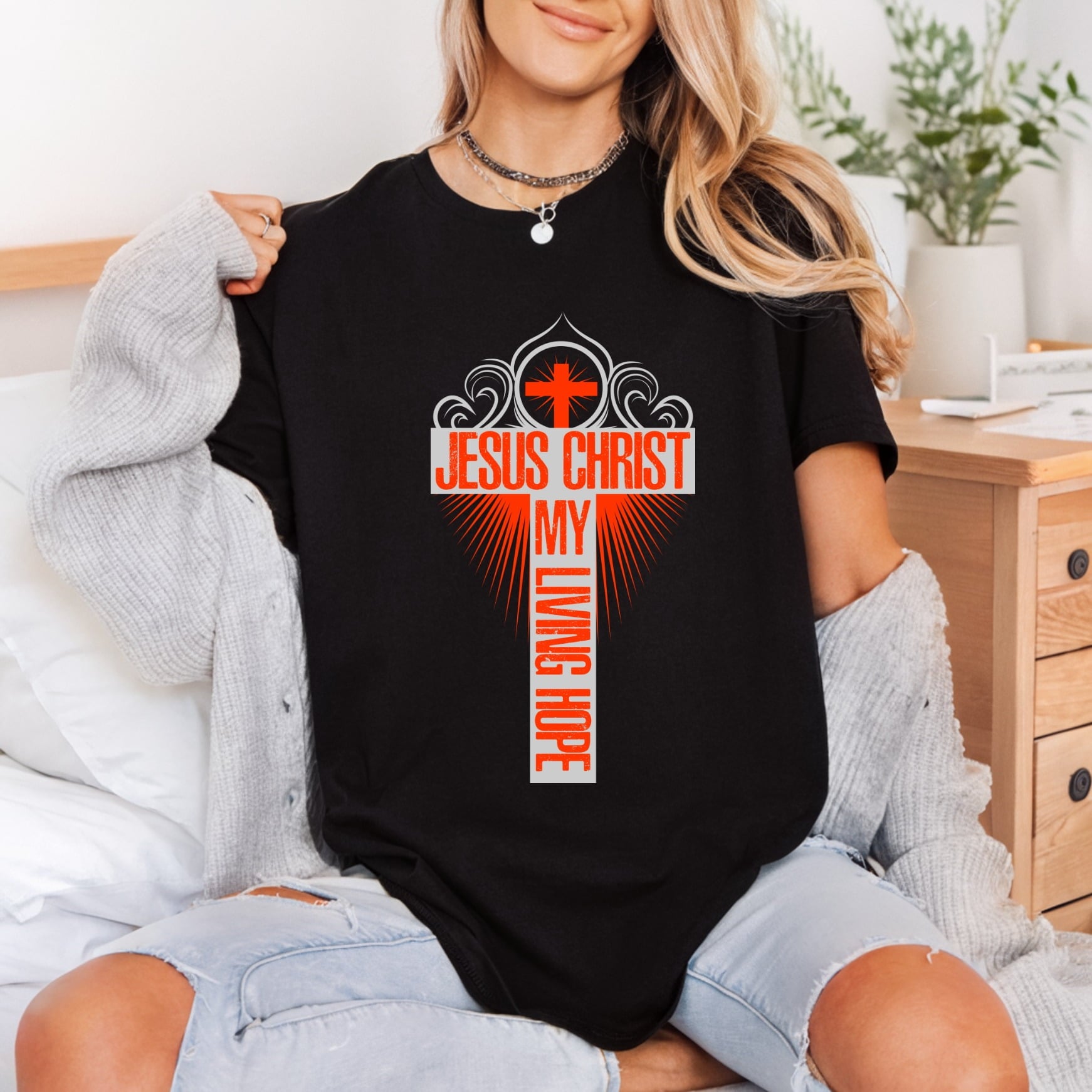 Jesus Christ Living Hope Christian Faith Ready to Press DTF Transfer for Dtf