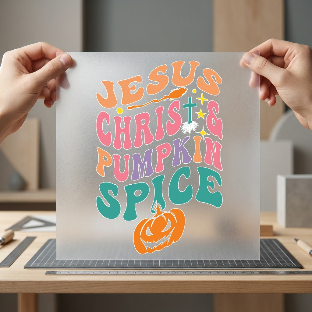 Jesus Christ Pumpkin Spice Christian Faith Ready to Press DTF Transfer for Dtf