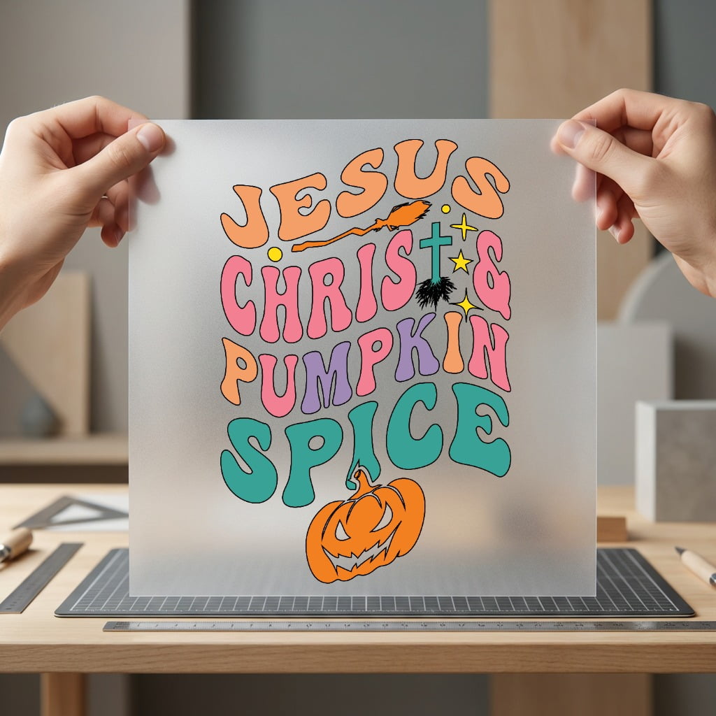 Jesus Christ Pumpkin Spice Christian Faith Ready to Press DTF Transfer for Dtf
