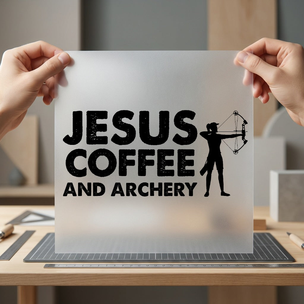 Jesus Coffee Archery Faith Christian Faith Ready to Press DTF Transfer for Dtf