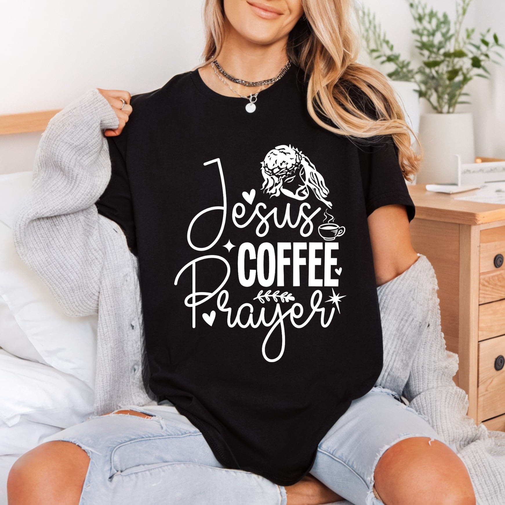 Jesus Coffee Prayer Faith Christian Faith Ready to Press DTF Transfer for Dtf