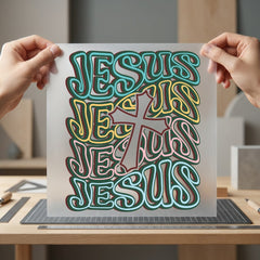 Jesus Cross Outline Retro Christian Faith Ready to Press DTF Transfer for Dtf
