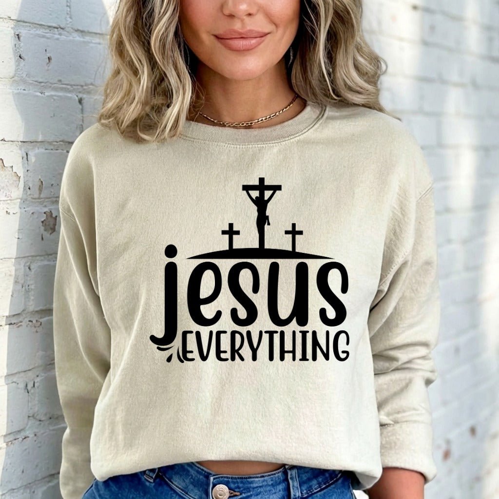 Jesus Everything | Cross & Faith Sweatshirt - Luckets.com