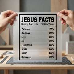 Jesus Facts Nutrition Label Christian Faith Ready to Press DTF Transfer for Dtf
