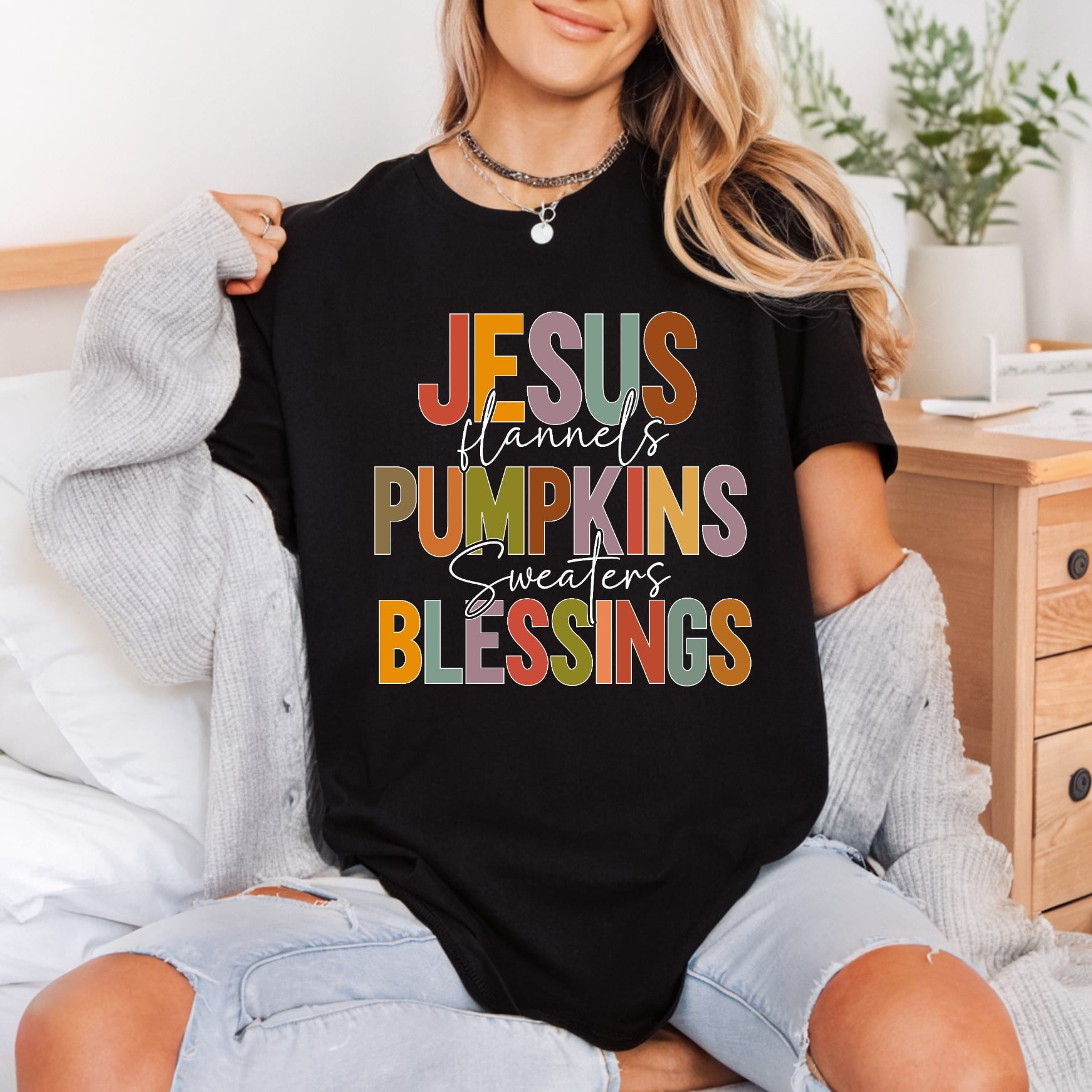 Jesus Flannel Pumpkins Blessings Christian Faith Ready to Press DTF Transfer for Dtf