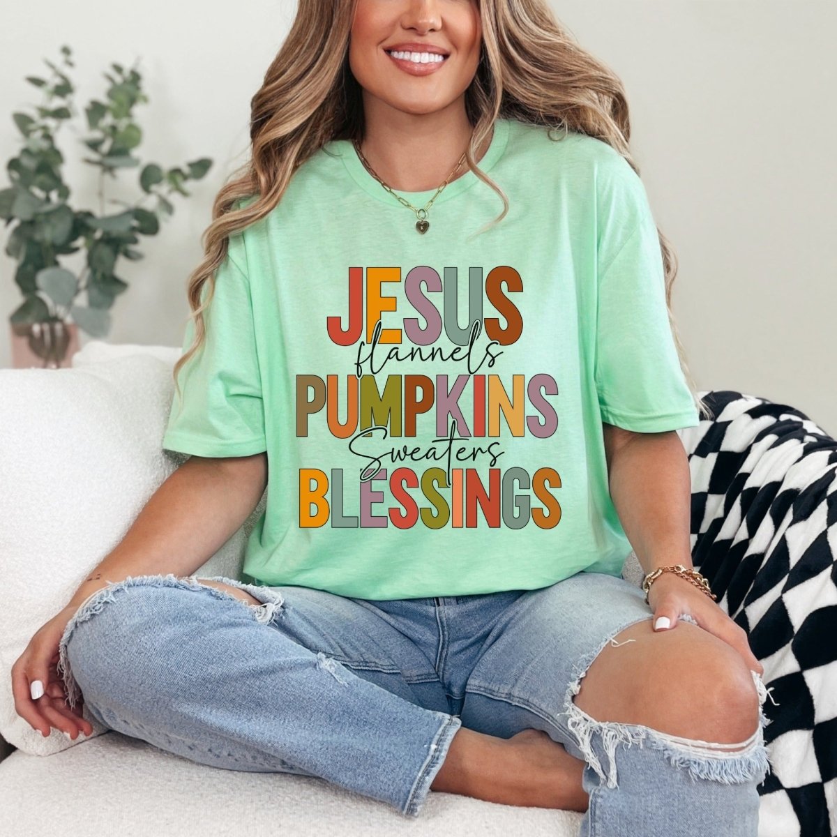 Jesus Flannels Pumpkins | Fall Blessing Tee - Luckets.com