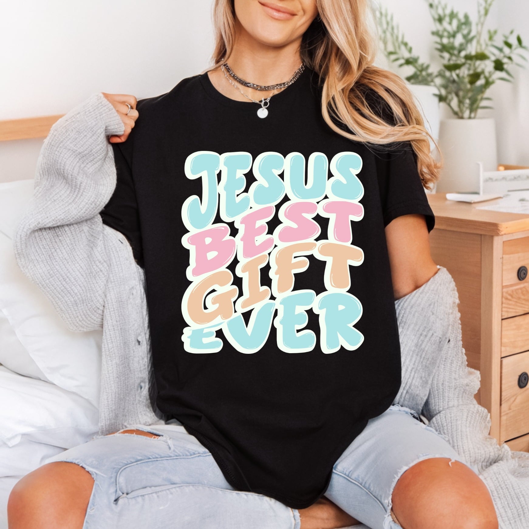 Jesus Gift Ever Retro Christian Faith Ready to Press DTF Transfer for Dtf