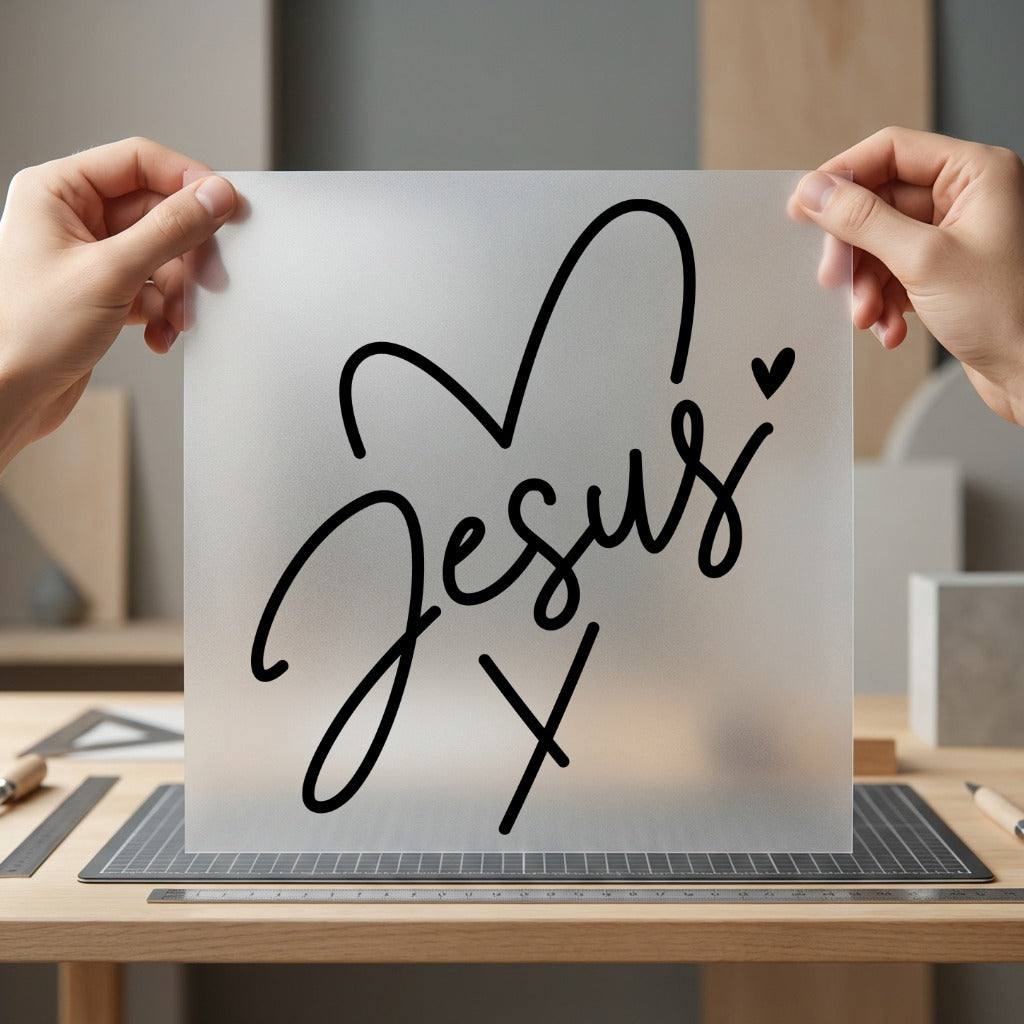 Jesus Heart Script Faith-based Christian Faith Ready to Press DTF Transfer for Dtf
