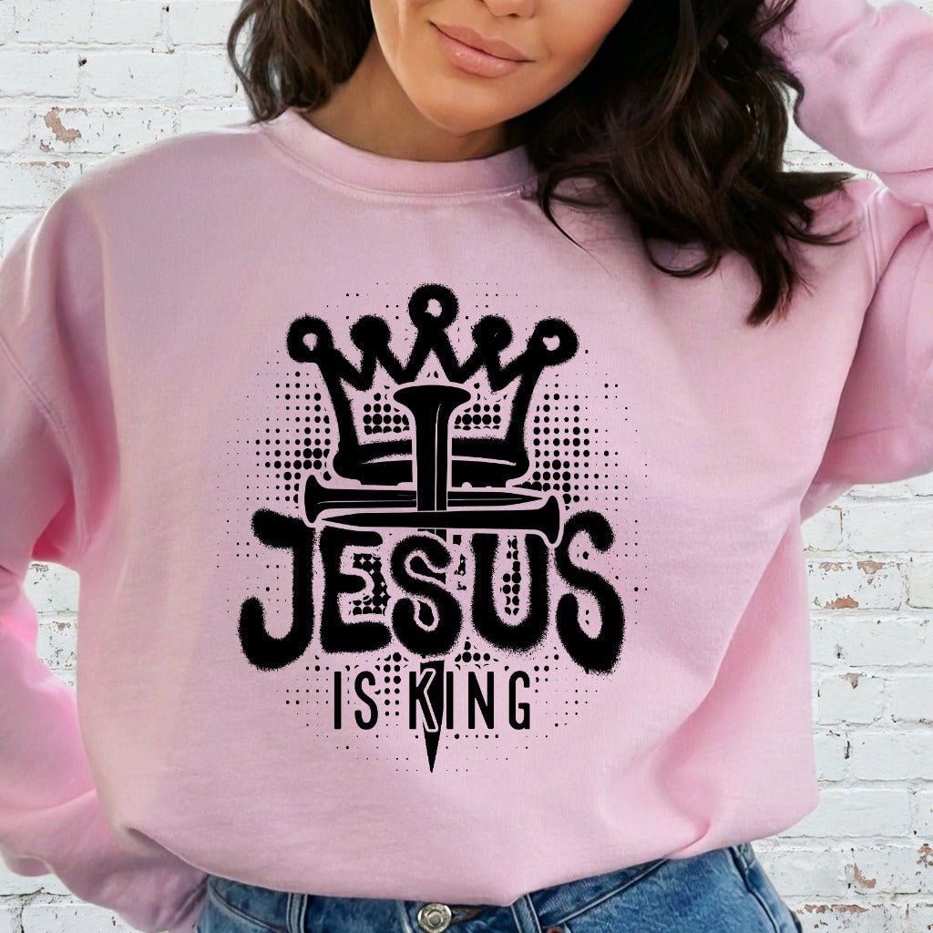 Jesus Is King | Crown & Nails Faith Sweatshirt - Luckets.com