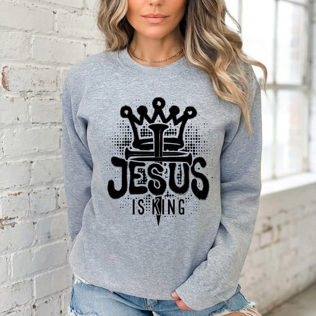 Jesus Is King | Crown & Nails Faith Sweatshirt - Luckets.com