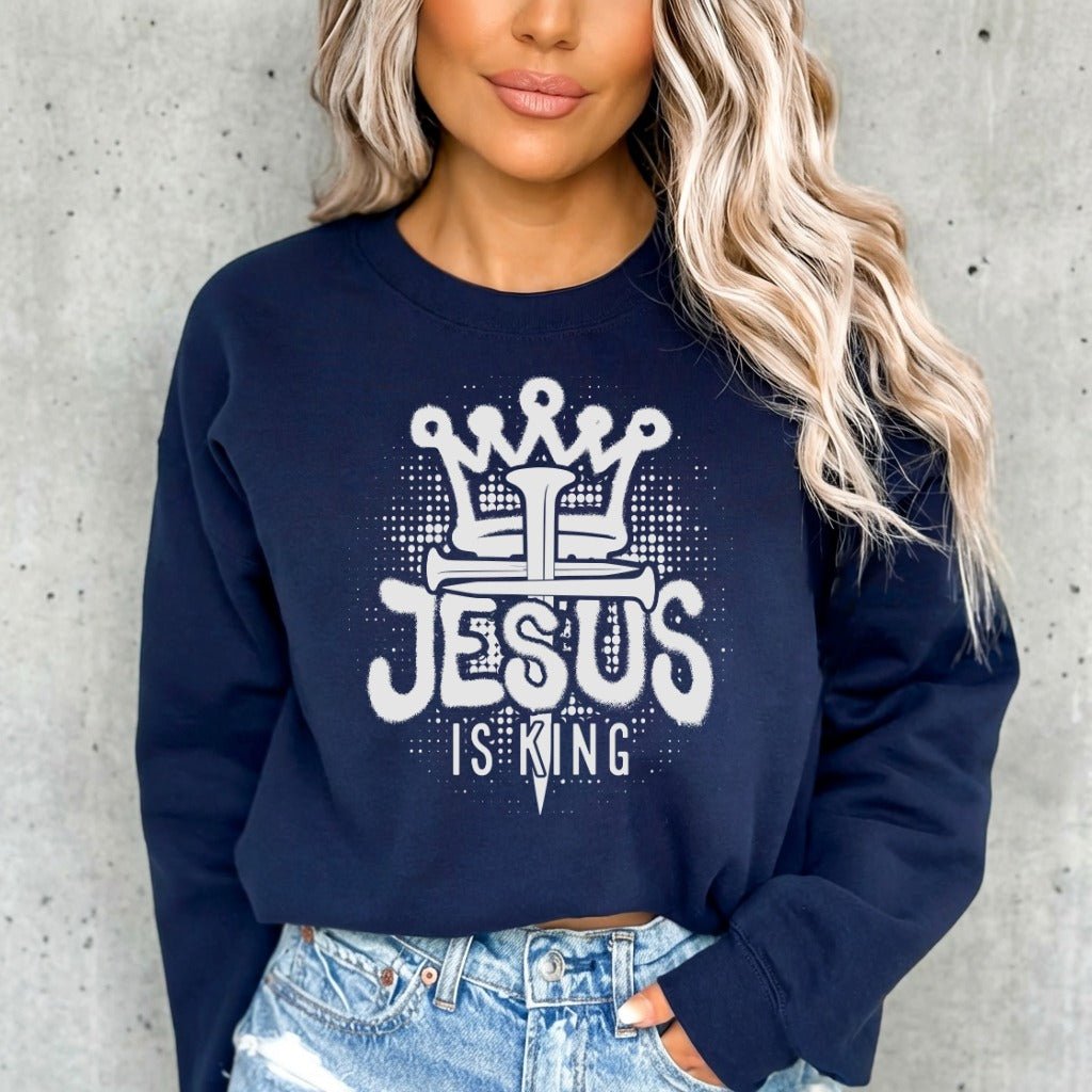 Jesus Is King | Crown & Nails Faith Sweatshirt - Luckets.com