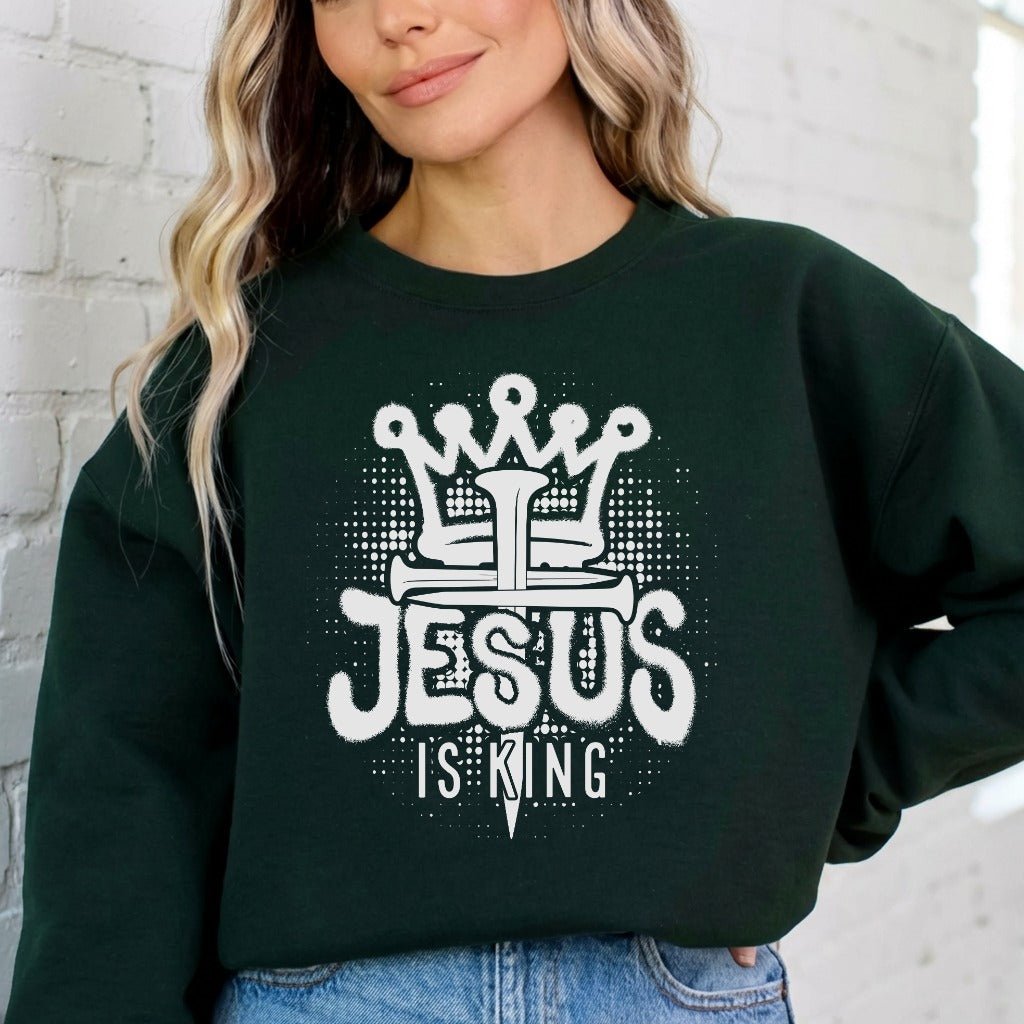 Jesus Is King | Crown & Nails Faith Sweatshirt - Luckets.com