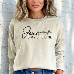 Jesus Is My Lifeline | Heartbeat Faith Sweatshirt - Luckets.com
