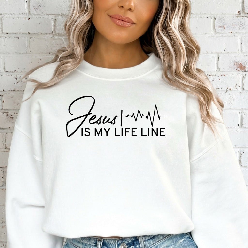 Jesus Is My Lifeline | Heartbeat Faith Sweatshirt - Luckets.com