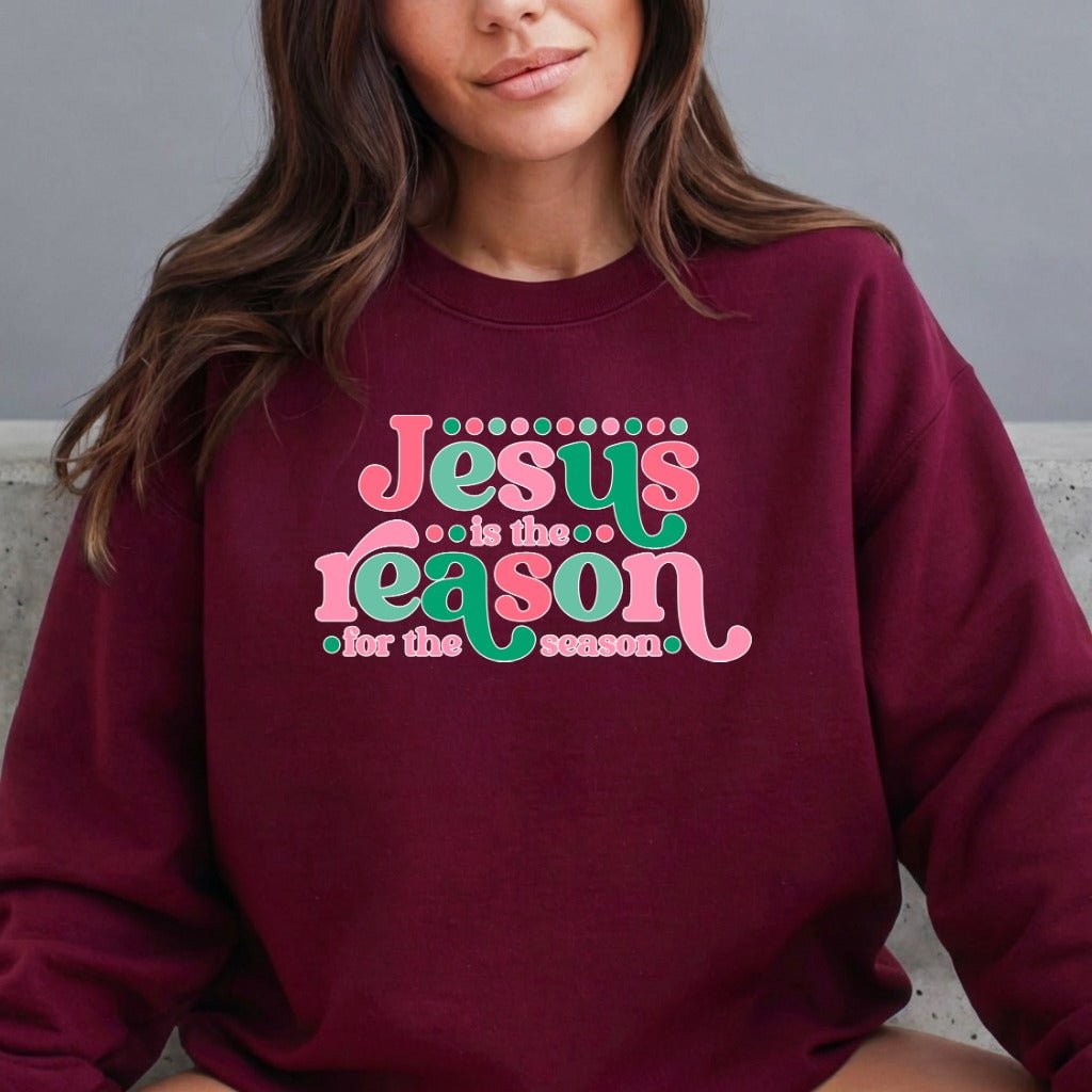 Jesus Is The Reason | Retro Christian Christmas Sweatshirt - Luckets.com