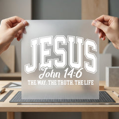Jesus John Collegiate Script Christian Faith Ready to Press DTF Transfer for Dtf