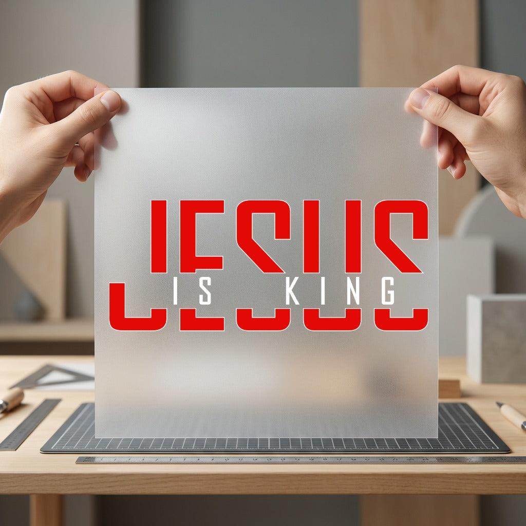 Jesus King Bold Red Christian Faith Ready to Press DTF Transfer for Dtf