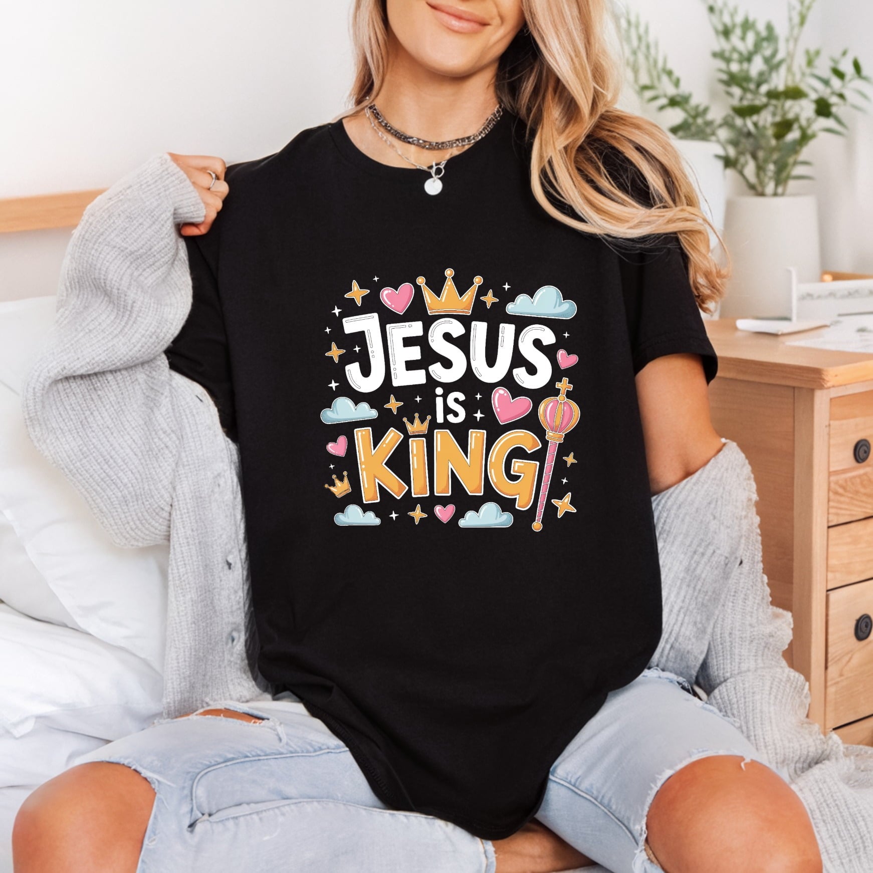 Jesus King Christian Diy Christian Faith Ready to Press DTF Transfer for Dtf
