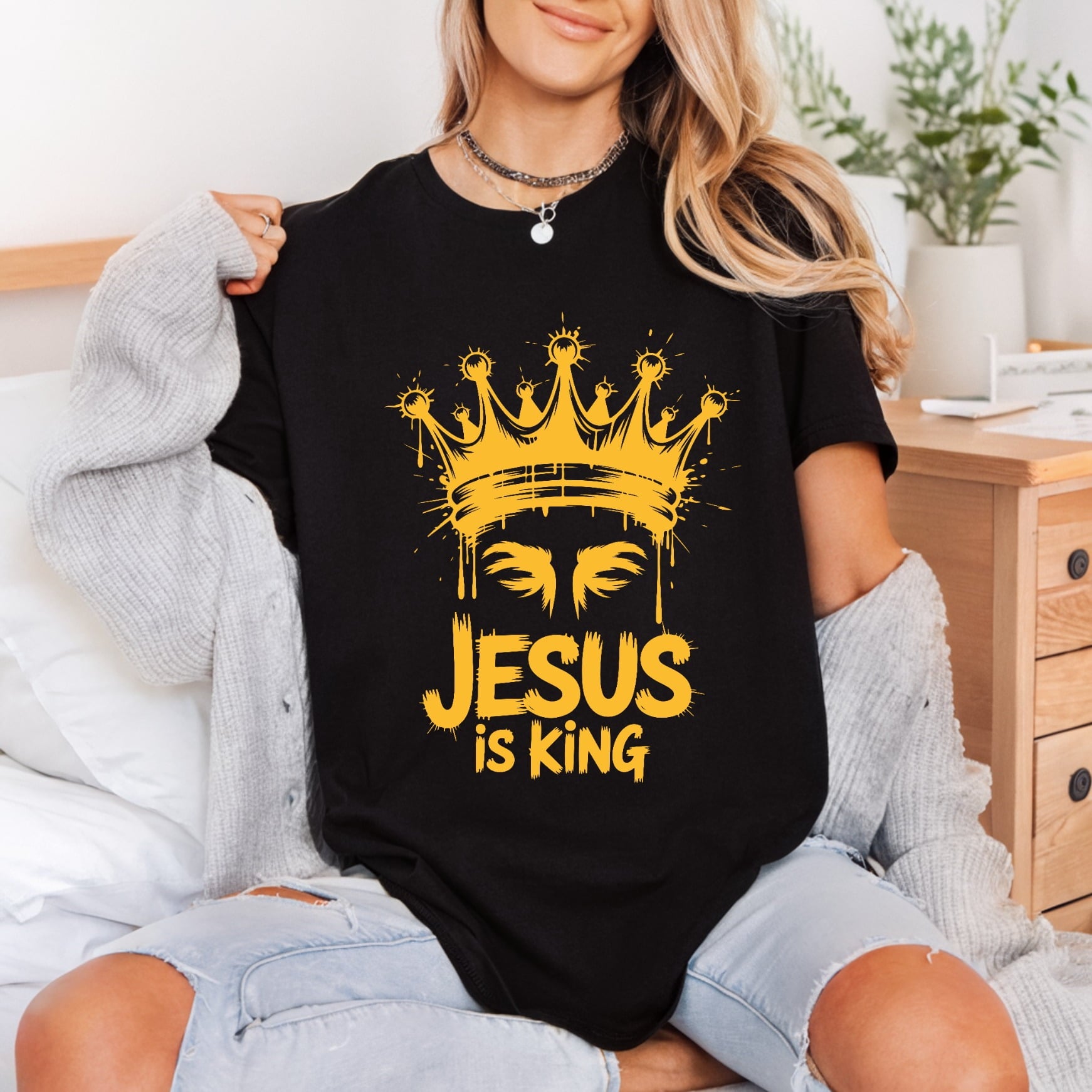 Jesus King Crown Faith-inspired Christian Faith Ready to Press DTF Transfer for Dtf