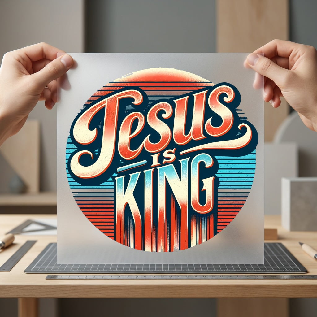 Jesus King Retro Circle Christian Faith Ready to Press DTF Transfer for Dtf