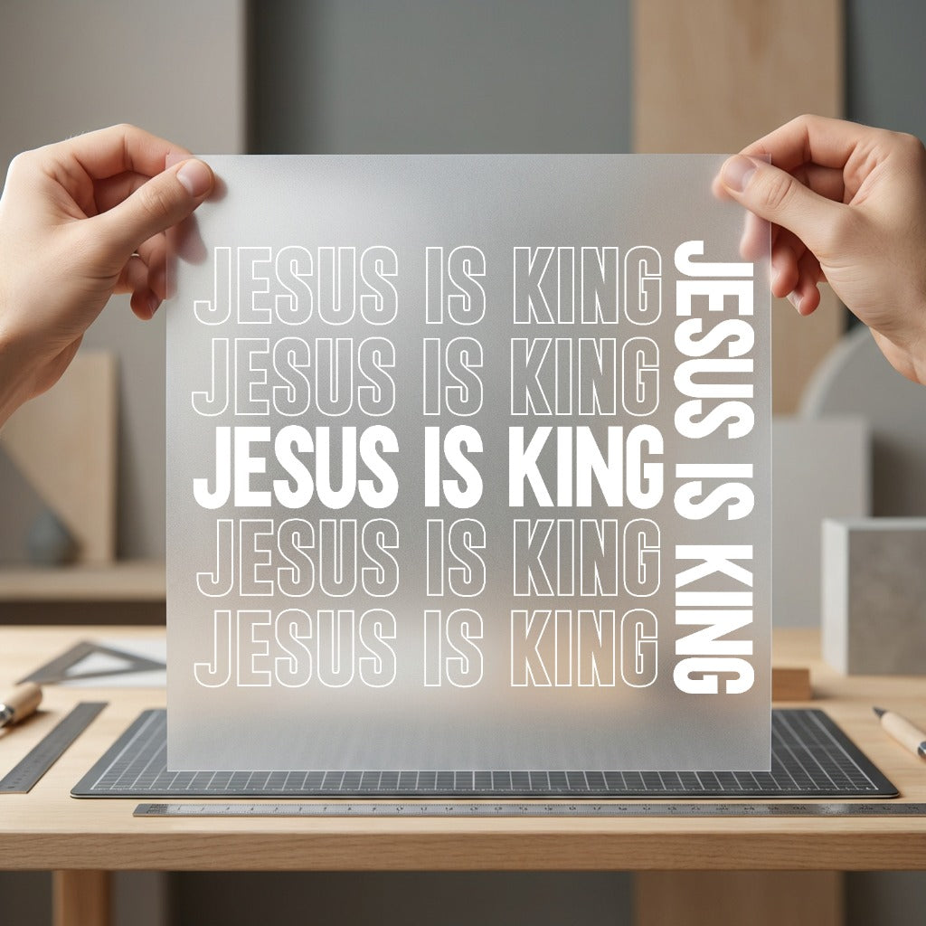 Jesus King Text Modern Christian Faith Ready to Press DTF Transfer for Dtf