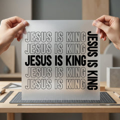 Jesus King Text Modern Christian Faith Ready to Press DTF Transfer for Dtf
