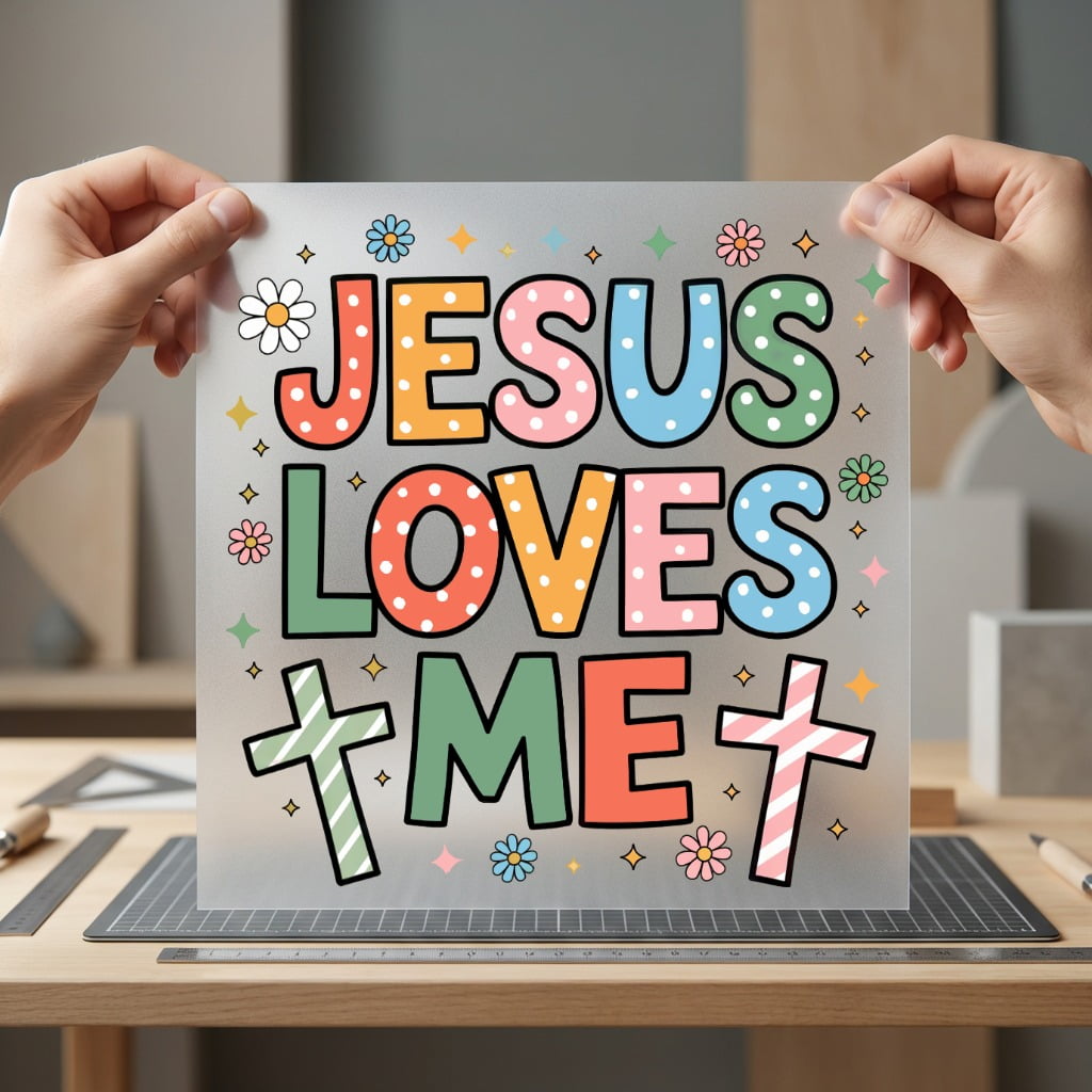 Jesus Loves Retro Daisy Christian Faith Ready to Press DTF Transfer for Dtf