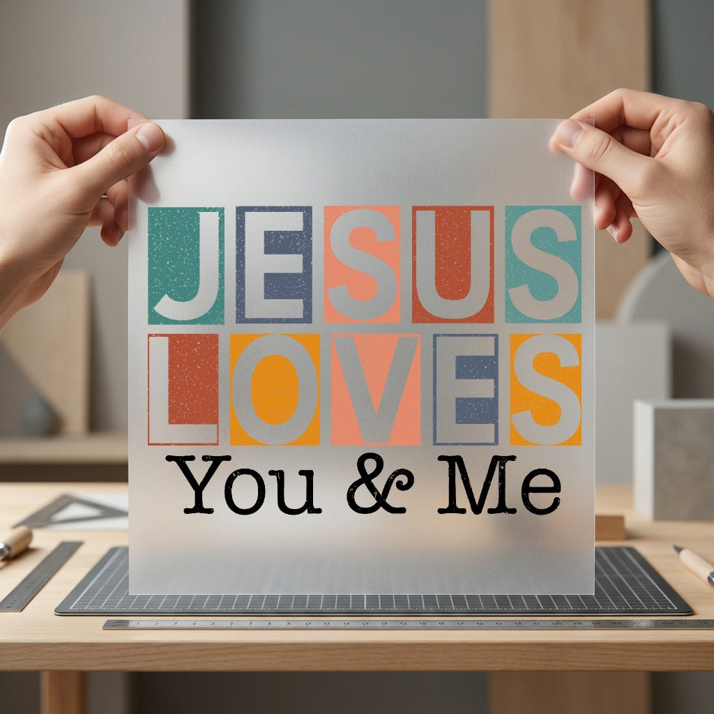 Jesus Loves You Retro Christian Faith Ready to Press DTF Transfer for Dtf