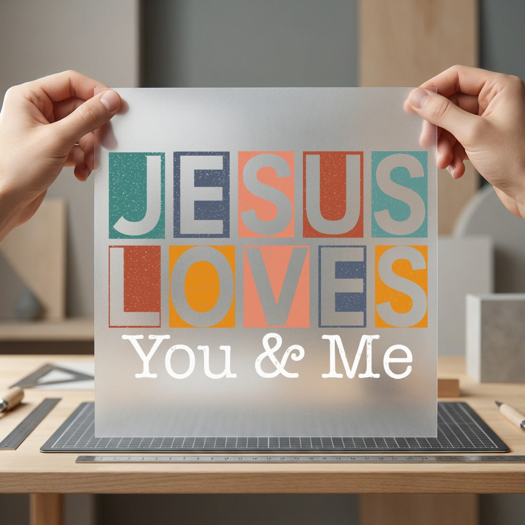 Jesus Loves You Retro Christian Faith Ready to Press DTF Transfer for Dtf