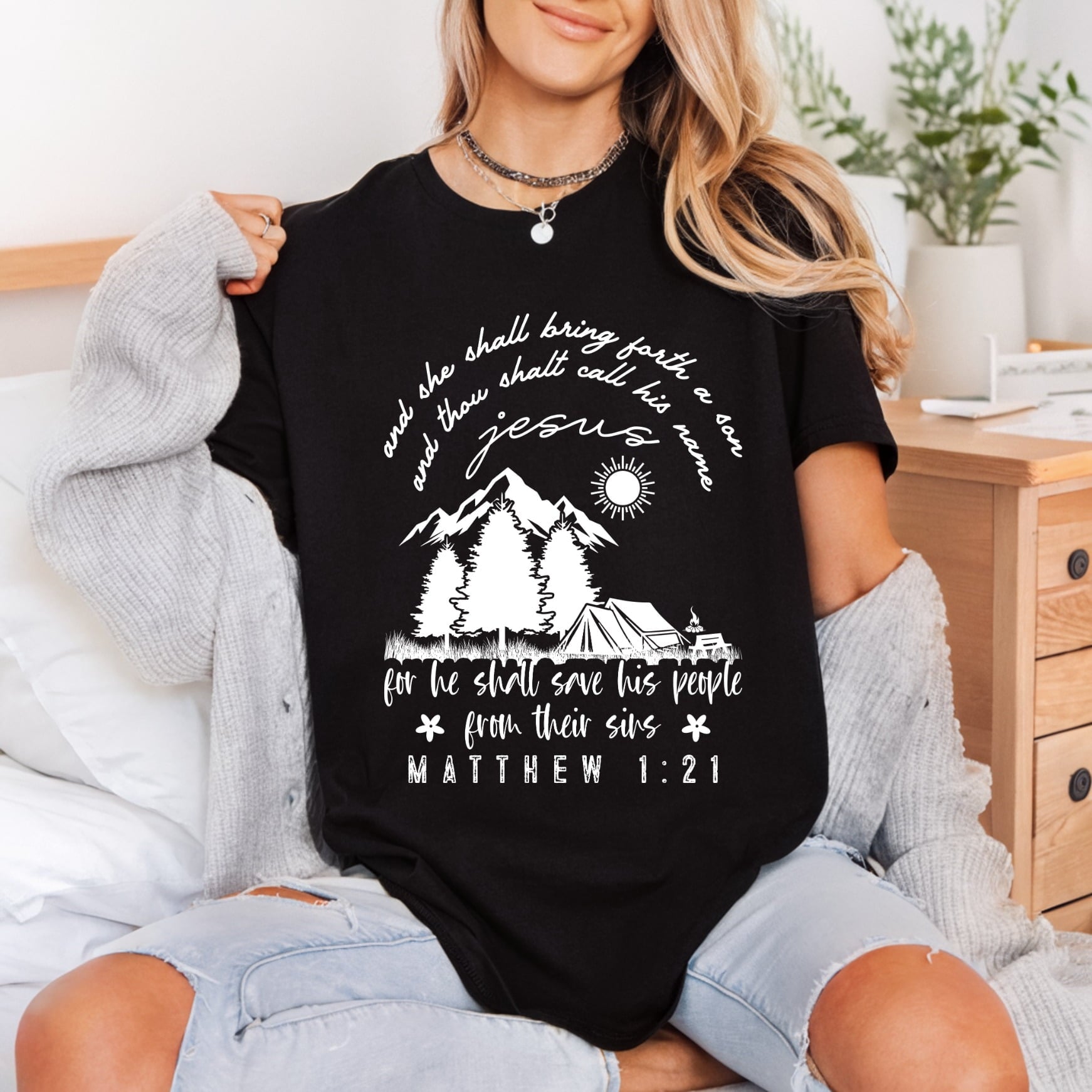 Jesus Matthew Scripture Mountains Christian Faith Ready to Press DTF Transfer for Dtf