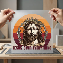 Jesus Over Everything Retro Christian Faith Ready to Press DTF Transfer for Dtf
