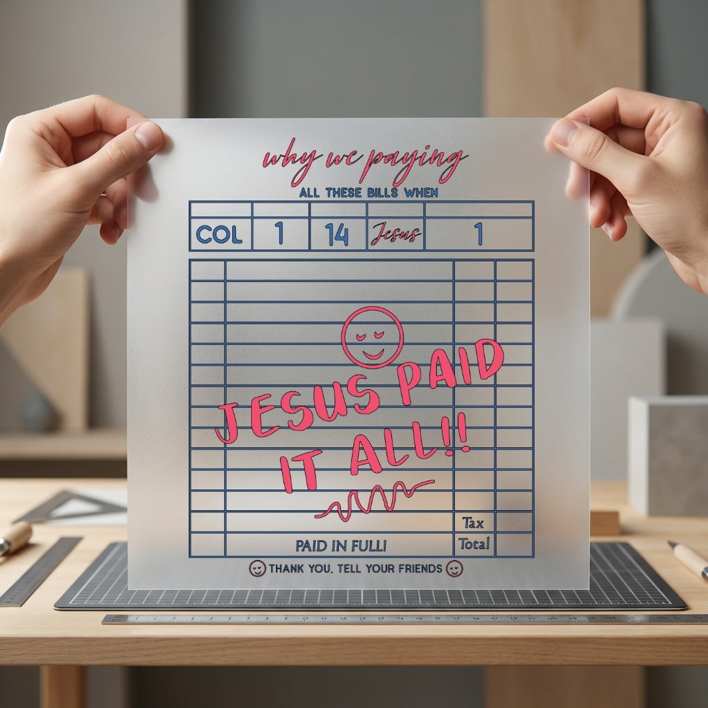 Jesus Paid All Bill Christian Faith Ready to Press DTF Transfer for Dtf