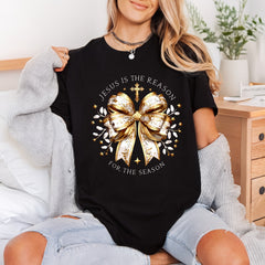 Jesus Reason Gold Bow Christian Faith Ready to Press DTF Transfer for Dtf
