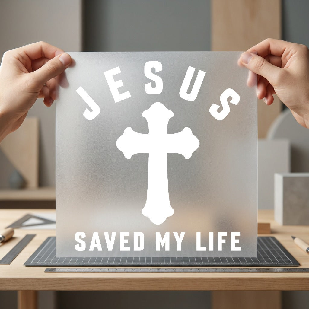Jesus Saved Life Cross Christian Faith Ready to Press DTF Transfer for Dtf