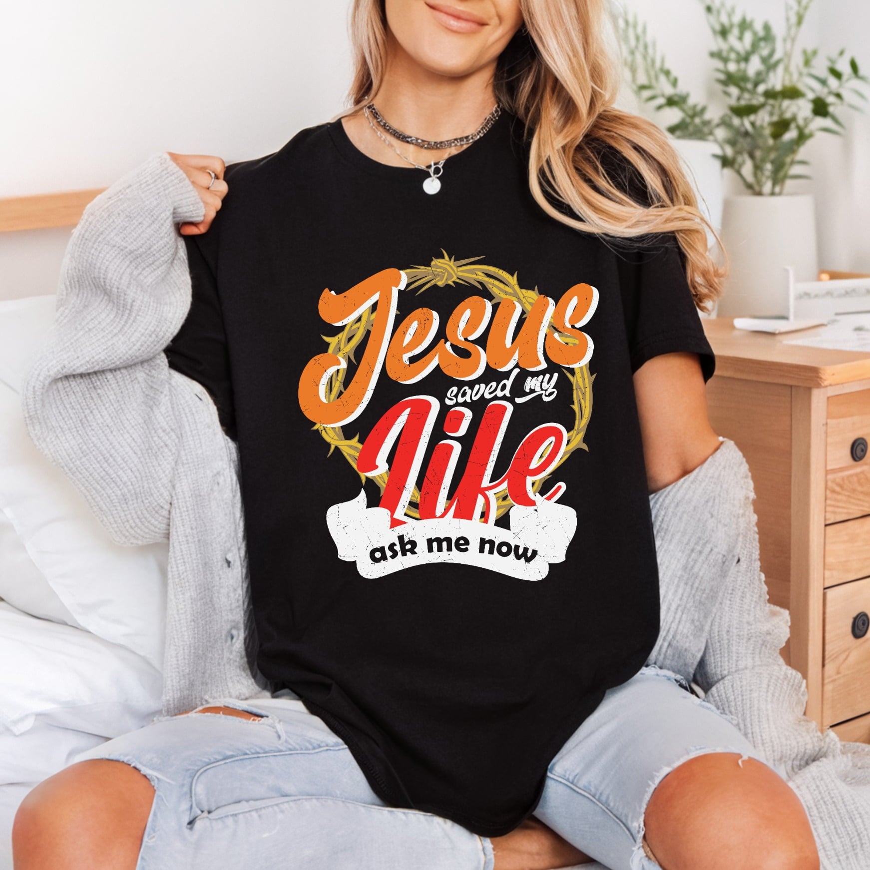 Jesus Saved Life Retro Christian Faith Ready to Press DTF Transfer for Dtf