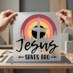 Jesus Saves Bro Faith-inspired Christian Faith Ready to Press DTF Transfer for Dtf