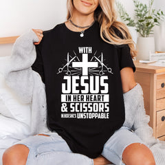 Jesus Scissors Stylist Diy Christian Faith Ready to Press DTF Transfer for Dtf