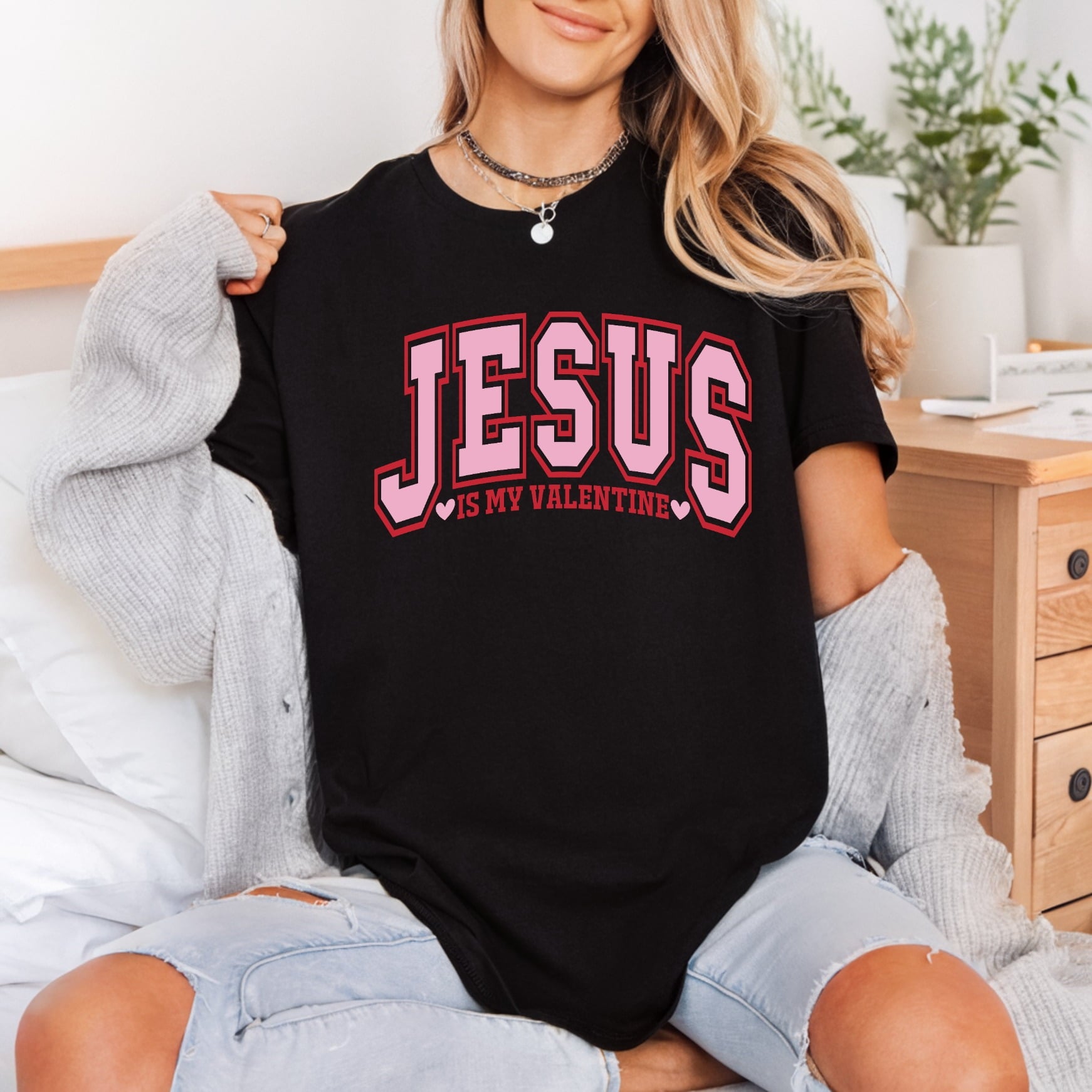 Jesus Valentine Retro Collegiate Christian Faith Ready to Press DTF Transfer for Dtf
