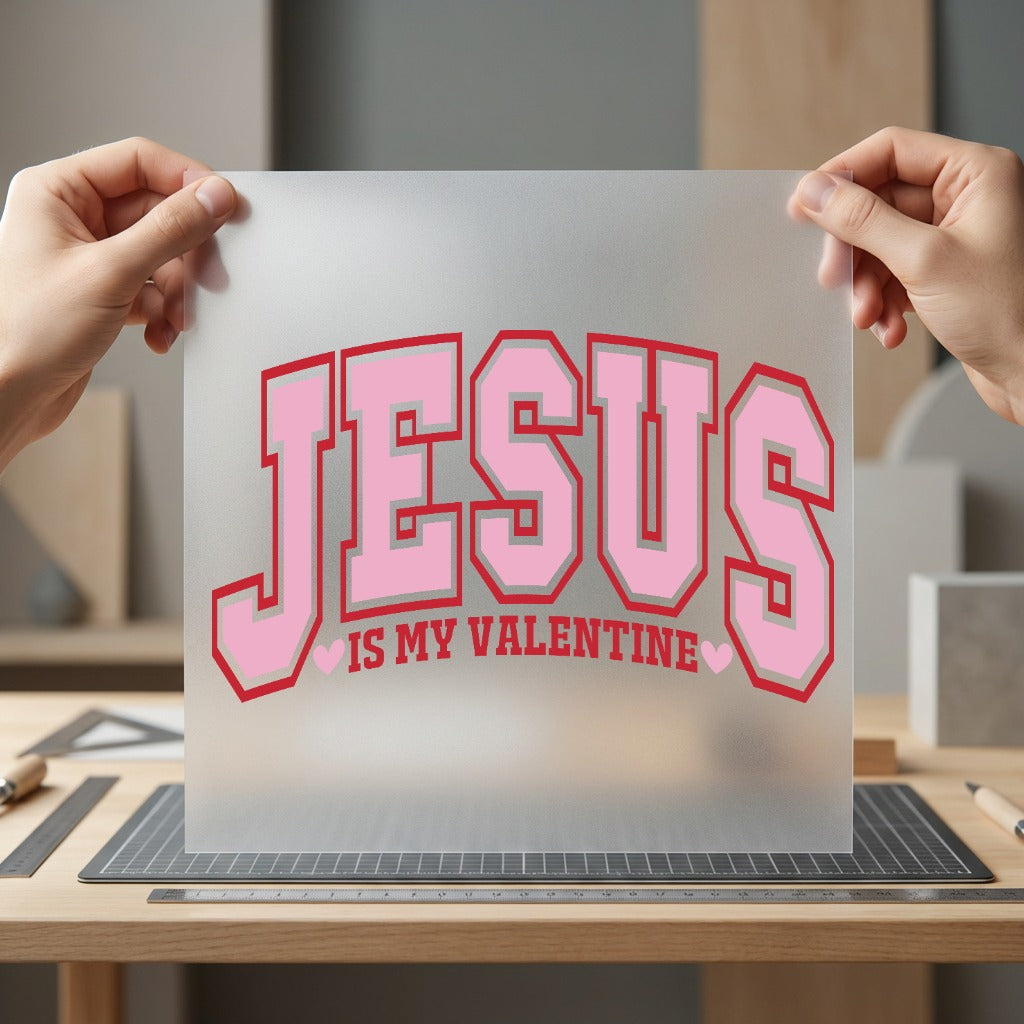 Jesus Valentine Retro Collegiate Christian Faith Ready to Press DTF Transfer for Dtf